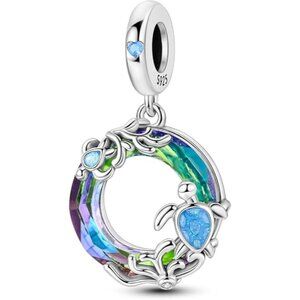 Turtle Family 925 Silver Travel Dangle Cool Charms for Necklaces Pendant